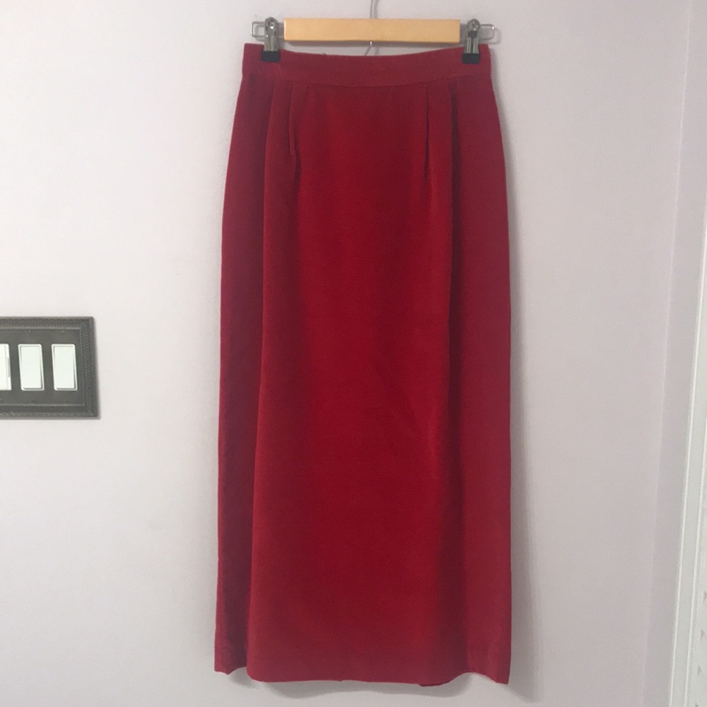 Vintage Rebecca Thomas Red Velvet Skirt.